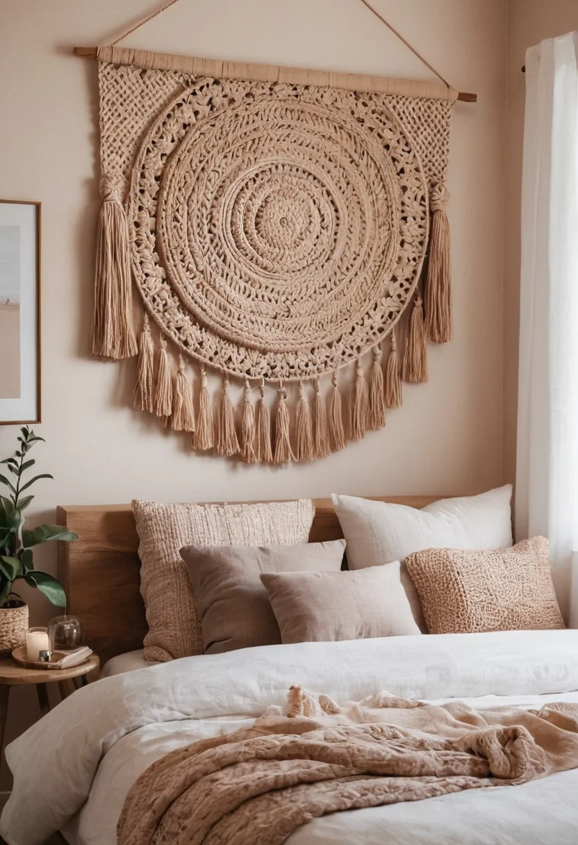 Room With Woven Wall Hangings
