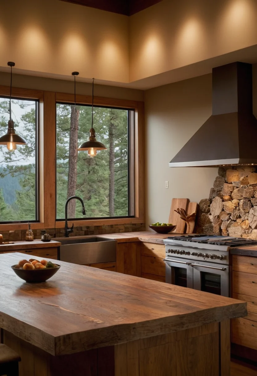 Room With Use of Natural Materials for Countertops
