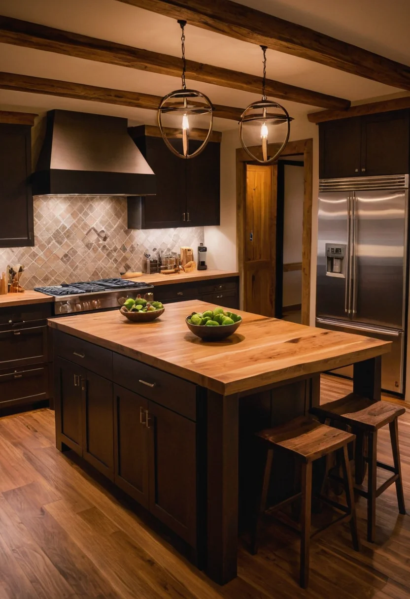 Room With Cabin-Inspired Kitchen Island
