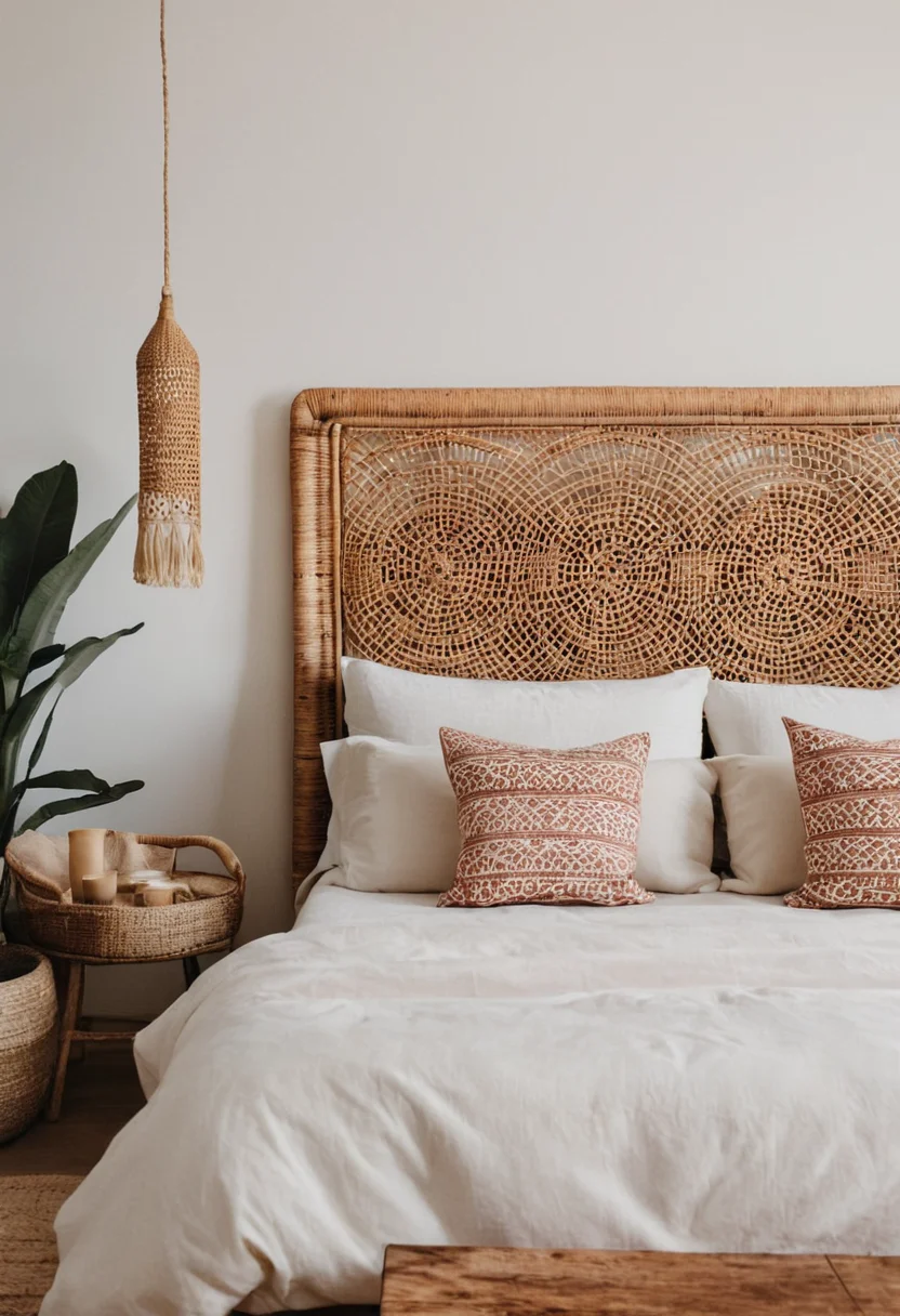 Room With Rattan Headboard
