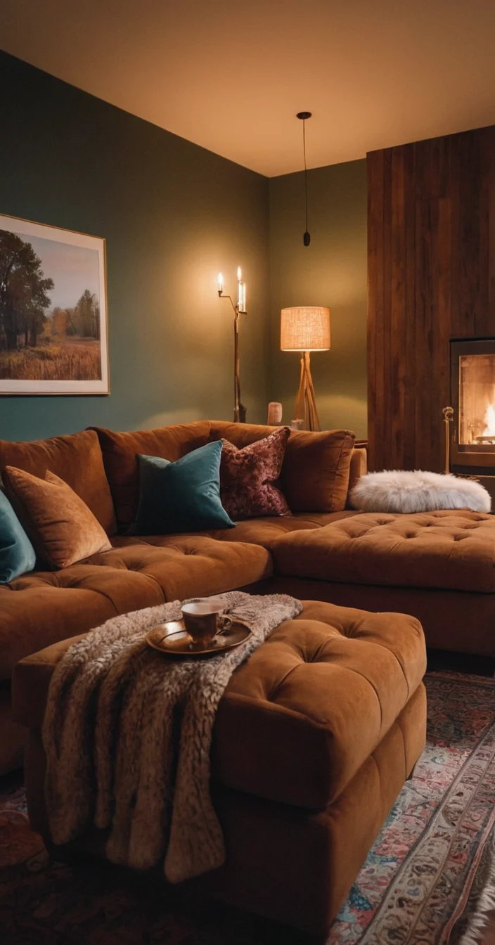 Room with Cozy Textiles Like Velvet and Faux Fur
