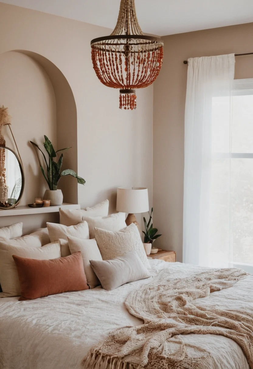 Room With Beaded Chandelier
