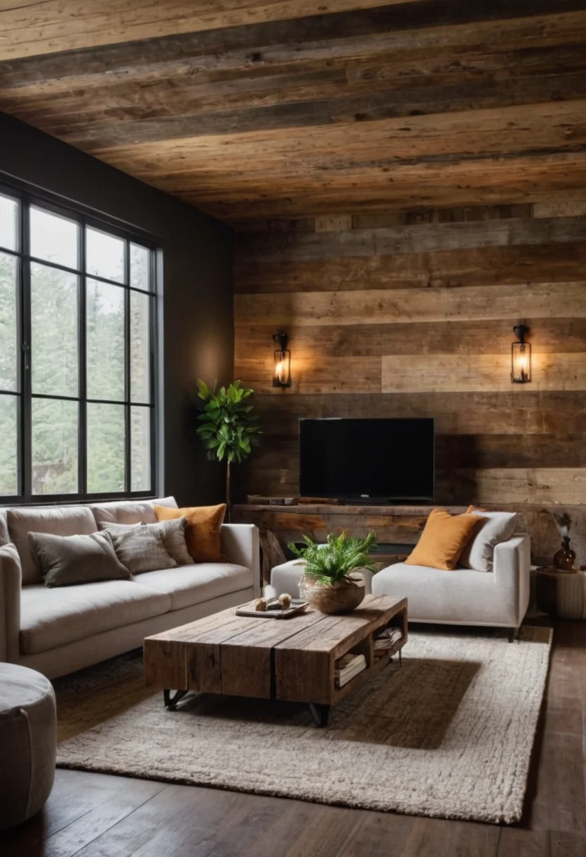 Room With Rustic Touches with Reclaimed Wood
