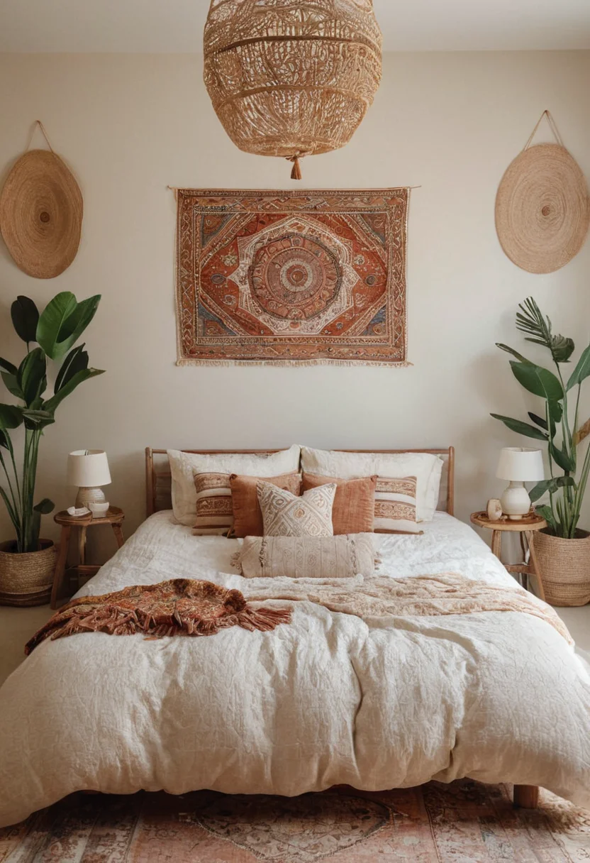 Serene Boho Bedroom with Natural Light
