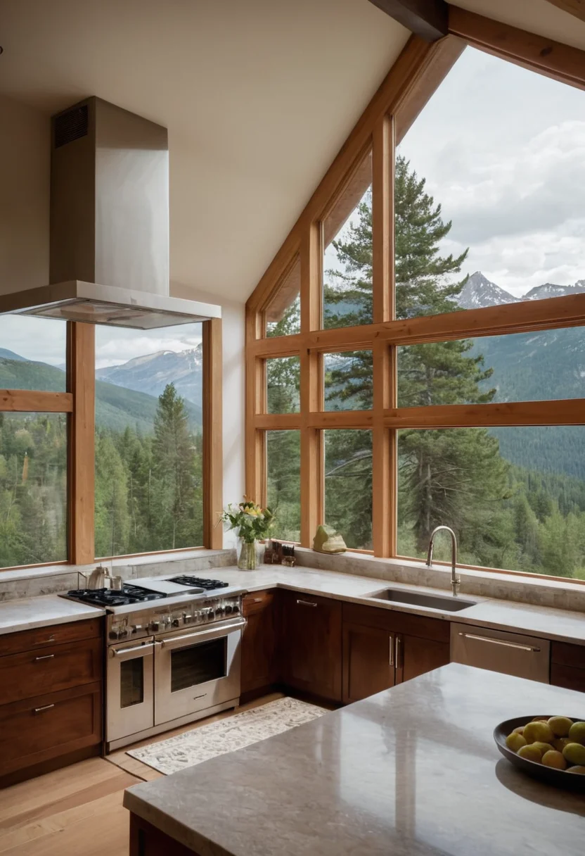 Room With Kitchen with a View: Large Windows and Doors
