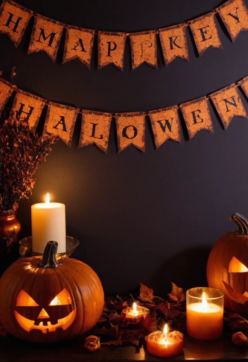 A Halloween Banner In A Room
