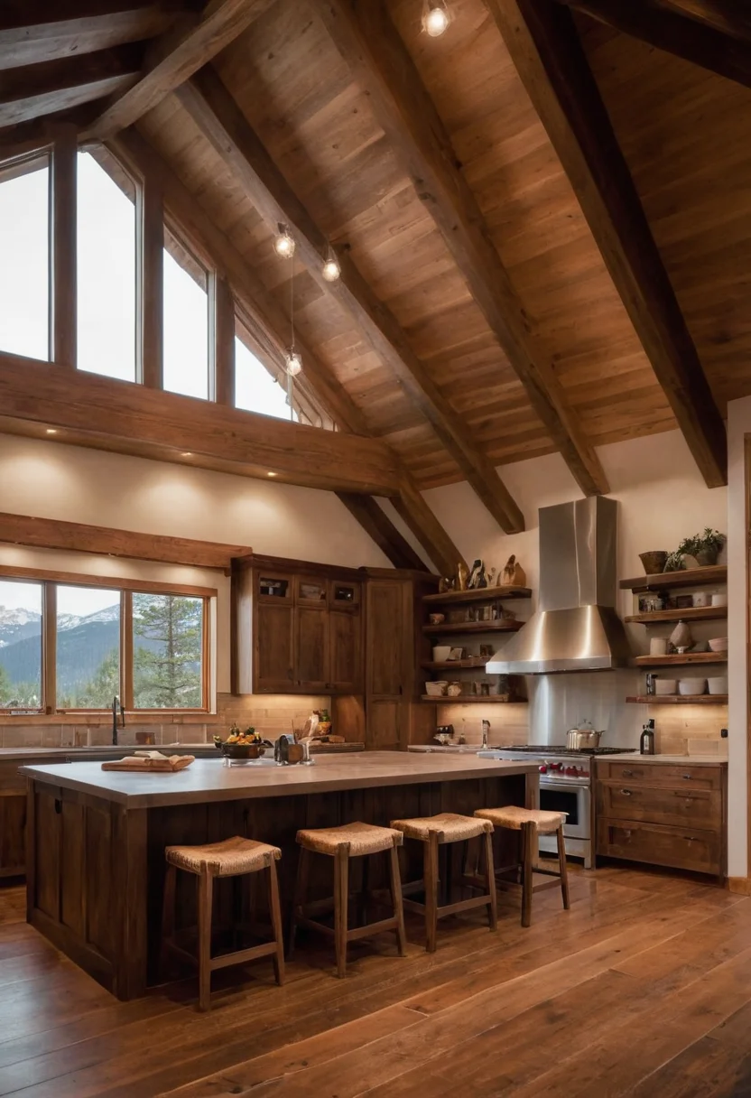 Room With Exposed Beams And Wooden Ceilings
