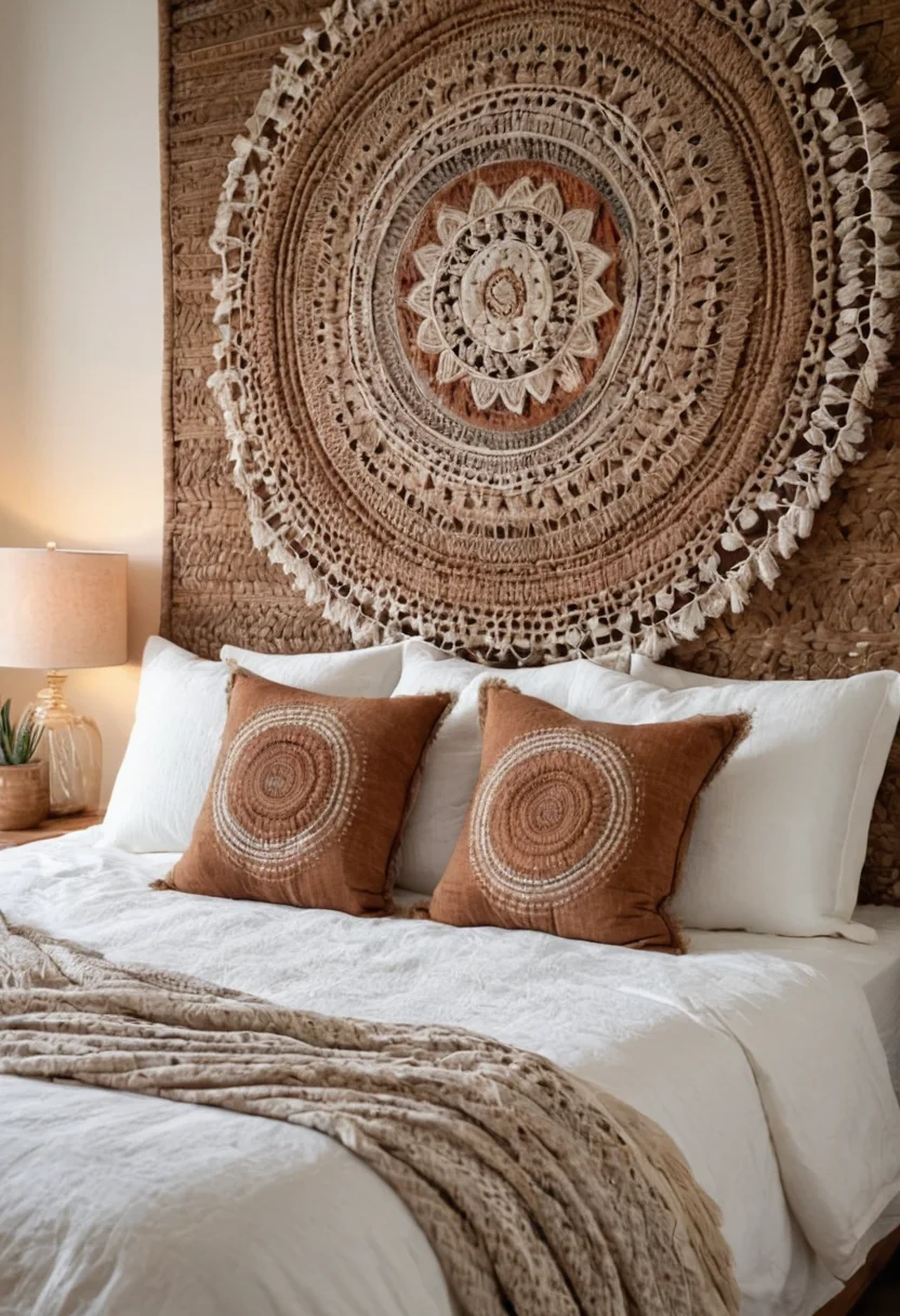 Subtle Boho Bedroom with Woven Headboard