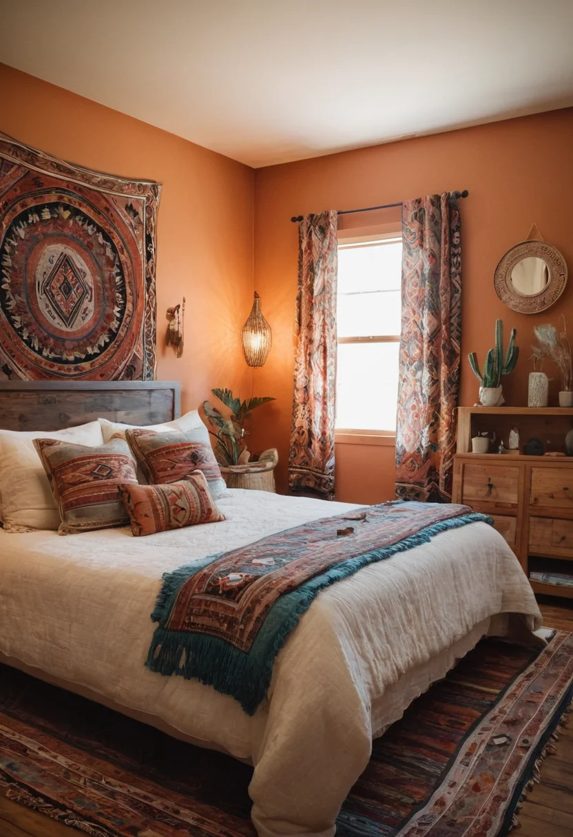 Boho Bedroom with Southwestern Textiles
