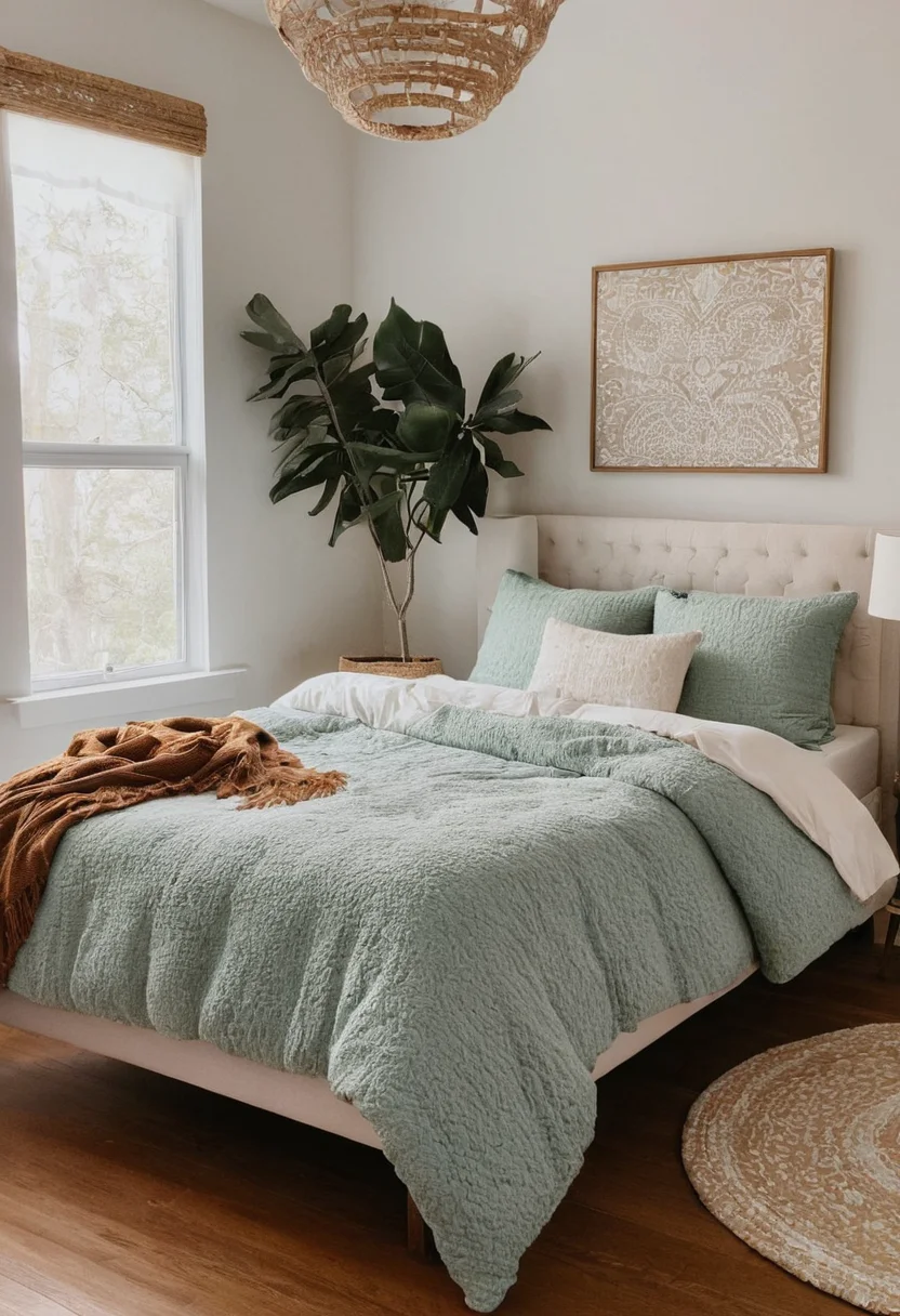 Room With Bouclé Bedding
