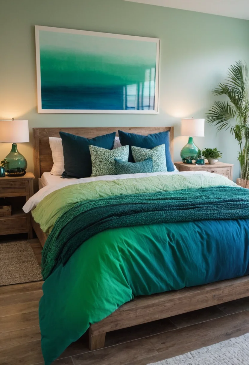 Blue and Green Ombre Bedding
