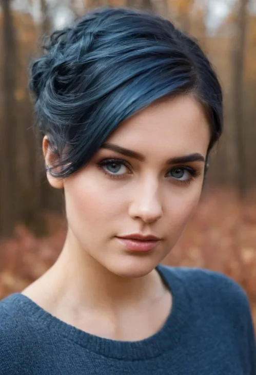 Girl With Smoky Blue Hair Color